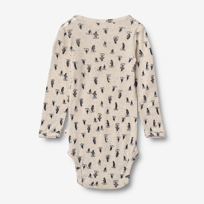 Wheat Wool  Body Plain Ull LS | Baby Underwear/Bodies 9512 penguins on ice