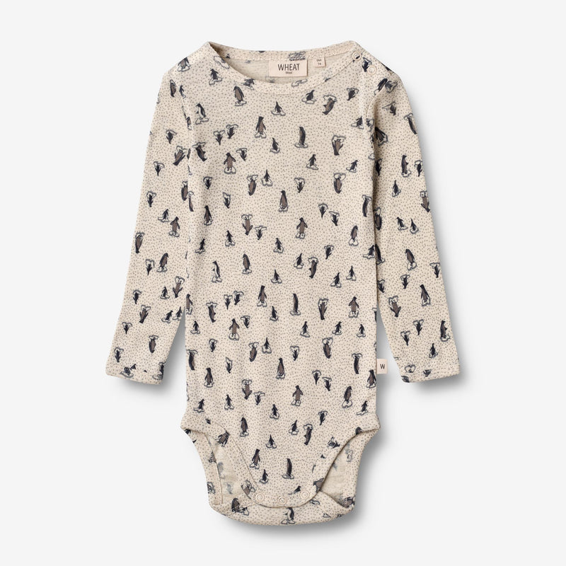 Wheat Wool Body Plain Ull LS | Baby Underwear/Bodies 9512 penguins on ice