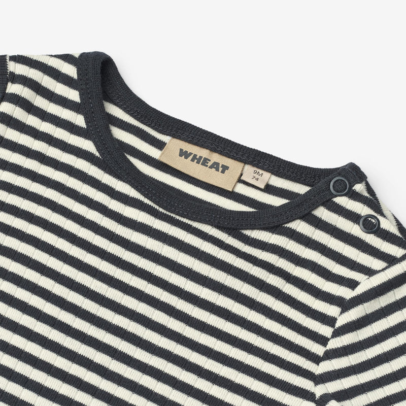 Wheat Main Body S/S Edvald Body 9432 navy rib stripe
