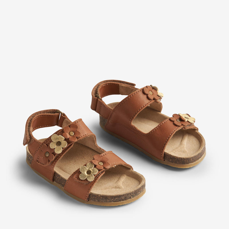 Wheat Footwear  Clare Flowers Åpen Sandal Kork Sandals 9002 cognac