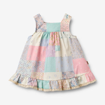Wheat Main Dress Ruffle Ayla Dress 9618 patchwork flowers