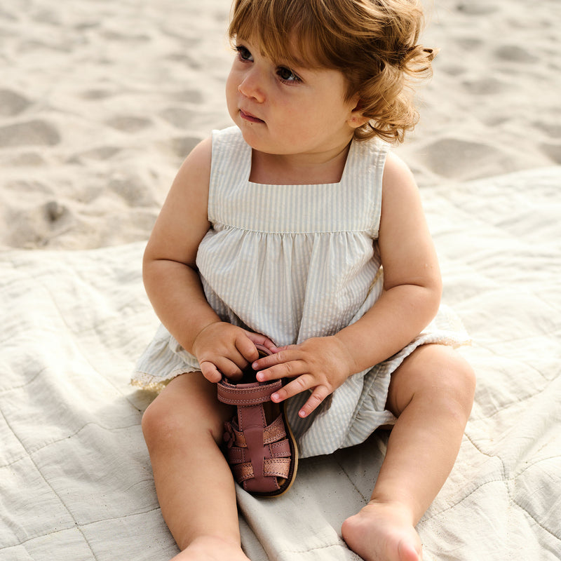 Wheat Main Dress Ruffle Ayla Dress 9444 summer blue stripe
