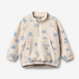 Wheat Outerwear Fleece Anorak Måne Sweatshirt 9613 white onyx jacquard