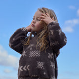 Wheat Outerwear Fleece Anorak Måne Sweatshirt 9679 dry wood jacquard