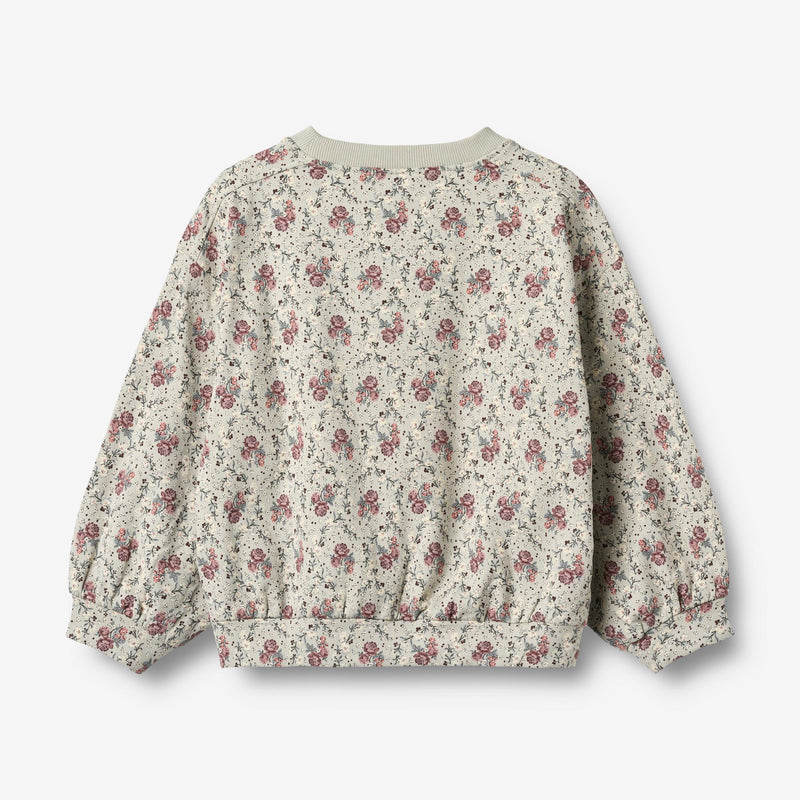 Wheat Main Genser L/S Lia Sweatshirt 9539 slightly green flowers