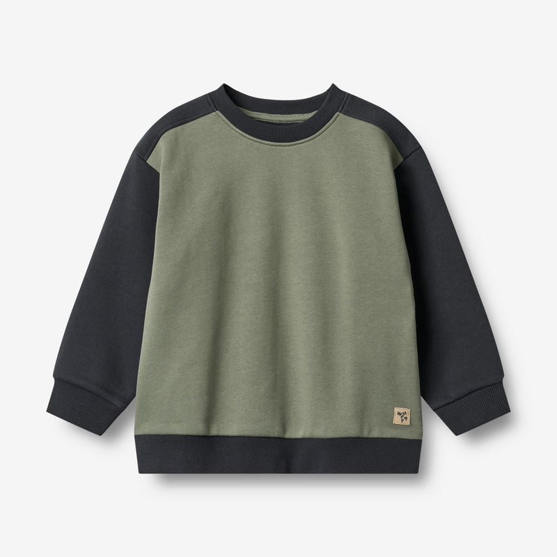 Wheat Main Genser L/S i blokk Ellis Sweatshirt 1432 navy