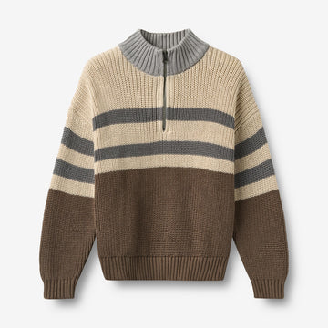 Wheat Main Half zip-genser L/S Simo Pullover 1138 dry wood