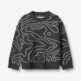 Wheat Main Jacquard-genser Elias Pullover 0064 charcoal melange