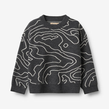 Wheat Main Jacquard-genser Elias Pullover 0064 charcoal melange