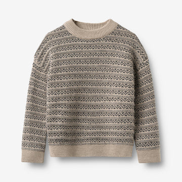 Wheat Main Jacquard-genser Jens Pullover 9574 warm sand melange