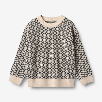 Wheat Main Jacquard Genser Elias Knitted Tops 9574 warm sand melange