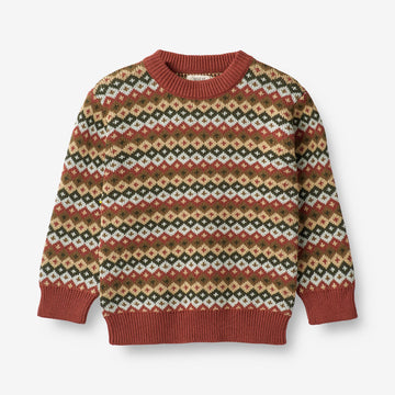 Wheat Main  Jacquard Genser Elias Knitted Tops 2079 multi red