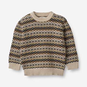 Wheat Main  Jacquard Genser Elias Knitted Tops 9402 multi blue