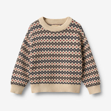 Wheat Main Jacquard Genser Harlow Pullover 1292 greyblue