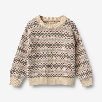 Wheat Main Jacquard Genser Harlow Pullover 9624 flint