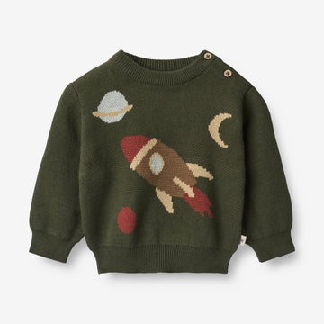 Wheat Main  Jacquard Genser Rakett | Baby Knitted Tops 1687 forest night