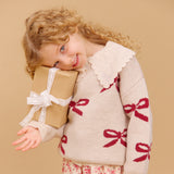 Wheat Main Jacquard Pullover Bow Pullover 3129 eggshell