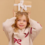 Wheat Main Jacquard Pullover Bow Pullover 3129 eggshell