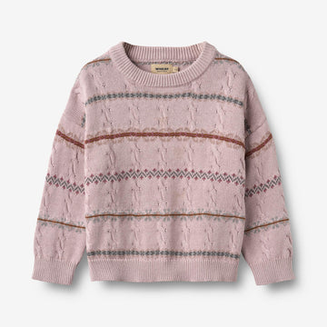 Wheat Main Jacquard Strikk Harper Pullover 1354 soft lilac