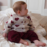 Wheat Main Jacquard Strikket Cardigan Hjerte Knitted Tops 9562 offwhite melange