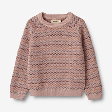 Wheat Main Jacquard Strikket Genser Nanna Knitted Tops 1135 dry rose
