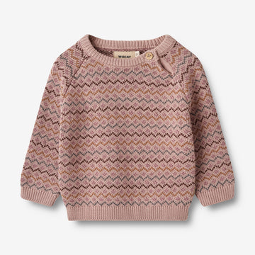 Wheat Main Jacquard Strikket Genser Nanna | Baby Knitted Tops 1135 dry rose