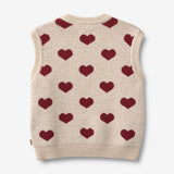 Wheat Main Jacquard Strikket Vest Gaby Knitted Tops 9562 offwhite melange