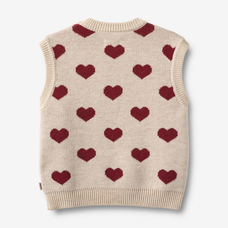 Wheat Main Jacquard Strikket Vest Gaby Knitted Tops 9562 offwhite melange