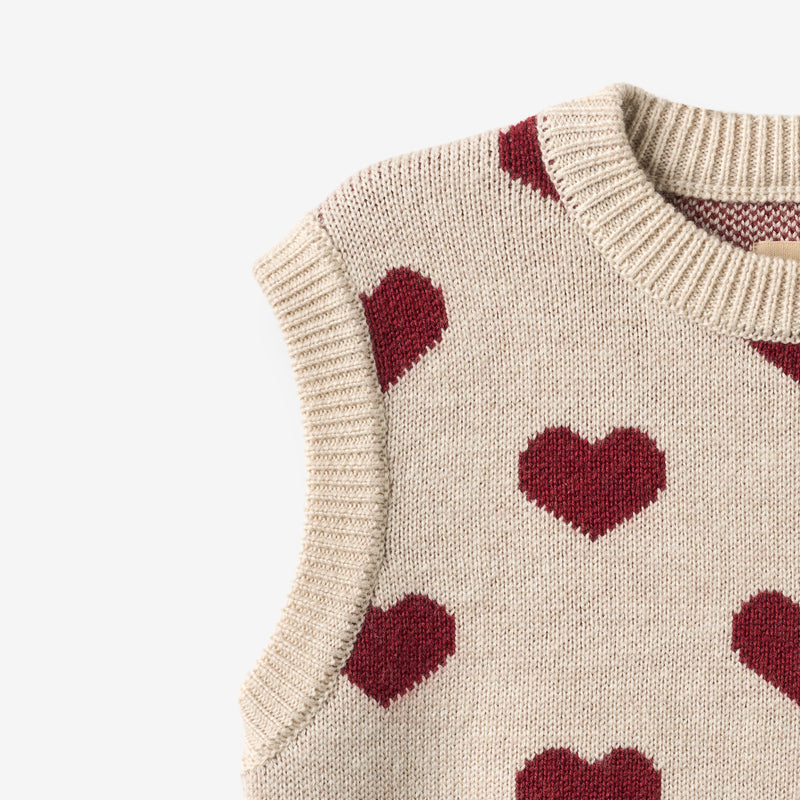 Wheat Main Jacquard Strikket Vest Gaby Knitted Tops 9562 offwhite melange