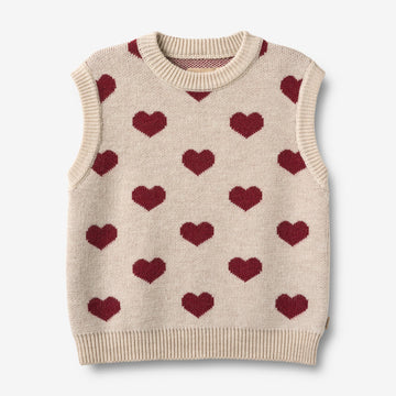 Wheat Main Jacquard Strikket Vest Gaby Knitted Tops 9562 offwhite melange