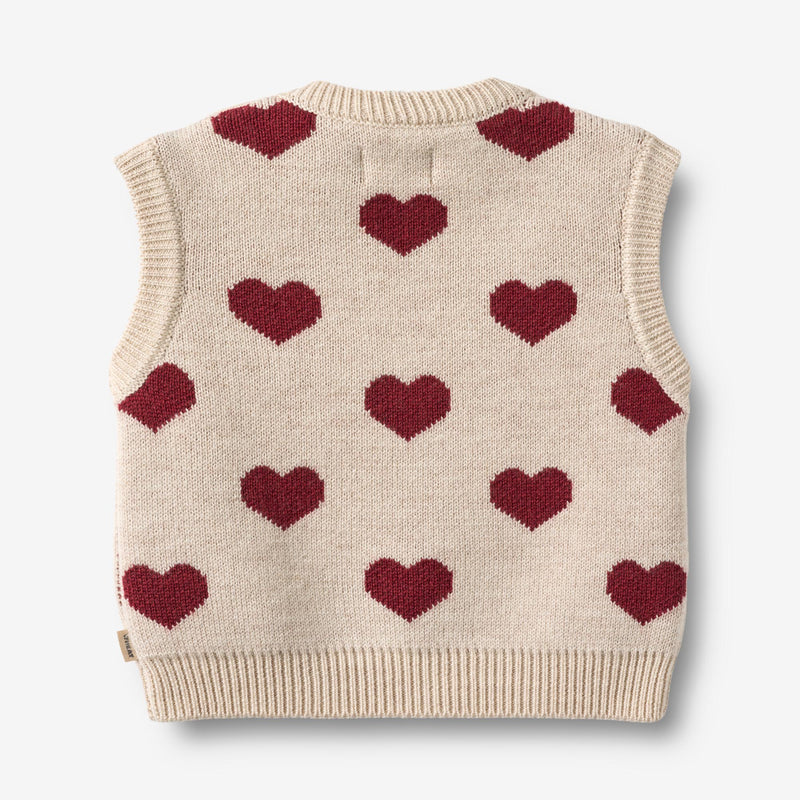 Wheat Main Jacquard strikket vest Knitted Tops 9562 offwhite melange
