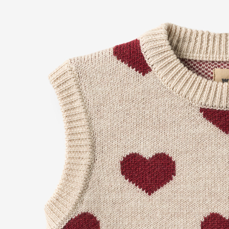 Wheat Main Jacquard strikket vest Knitted Tops 9562 offwhite melange