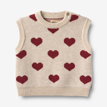 Wheat Main Jacquard strikket vest Knitted Tops 9562 offwhite melange