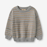 Wheat Main Jacquardgenser Harlow Pullover 9783 slightly blue stripe