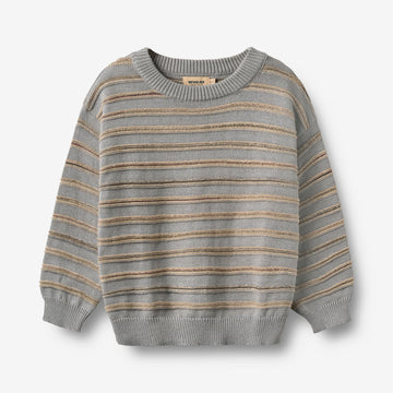 Wheat Main Jacquardgenser Harlow Pullover 9783 slightly blue stripe