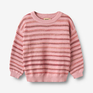 Wheat Main Jacquardgenser Harlow Pullover 9784 berry cream stripe