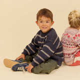 Wheat Main Jacquardgenser Harlow Pullover 1292 greyblue