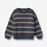 Wheat Main Jacquardgenser Harlow Pullover 1292 greyblue
