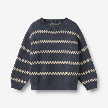 Wheat Main Jacquardgenser Harlow Pullover 1292 greyblue