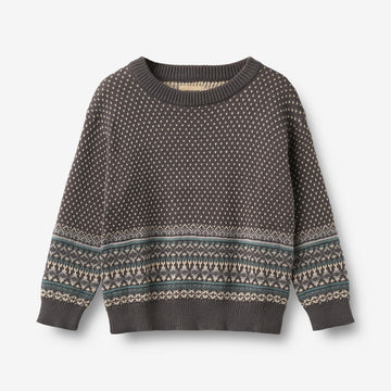 Wheat Main Jacquardgenser Julius Pullover 9619 dark charcoal