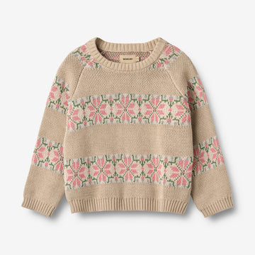 Wheat Main Jacquardgenser Alberte Knitted Tops 3354 warm sand