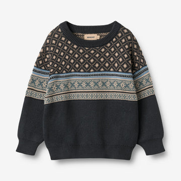 Wheat Main Jacquardgenser Julius Pullover 1432 navy
