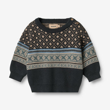 Wheat Main Jaquardgenser Julius Pullover 1432 navy