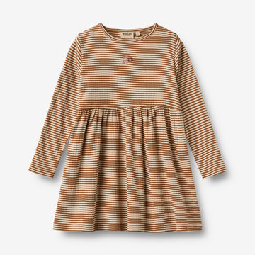 Wheat Main Jersey Kjole L/S broderi Sessa Dress 3017 warm hazel stripe