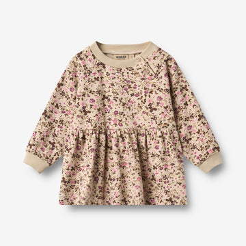 Wheat Main Jersey dress L/S Dorthea Dress 9769 soft sand flower wine