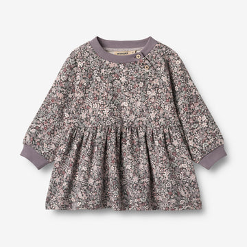Wheat Main Jerseykjole L/S Dorthea Dress 9565 purple stone flowers