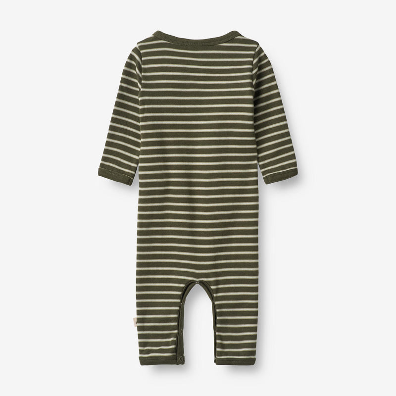 Wheat Main  Jumpsuit Finn | Baby Jumpsuits 4076 dark green stripe