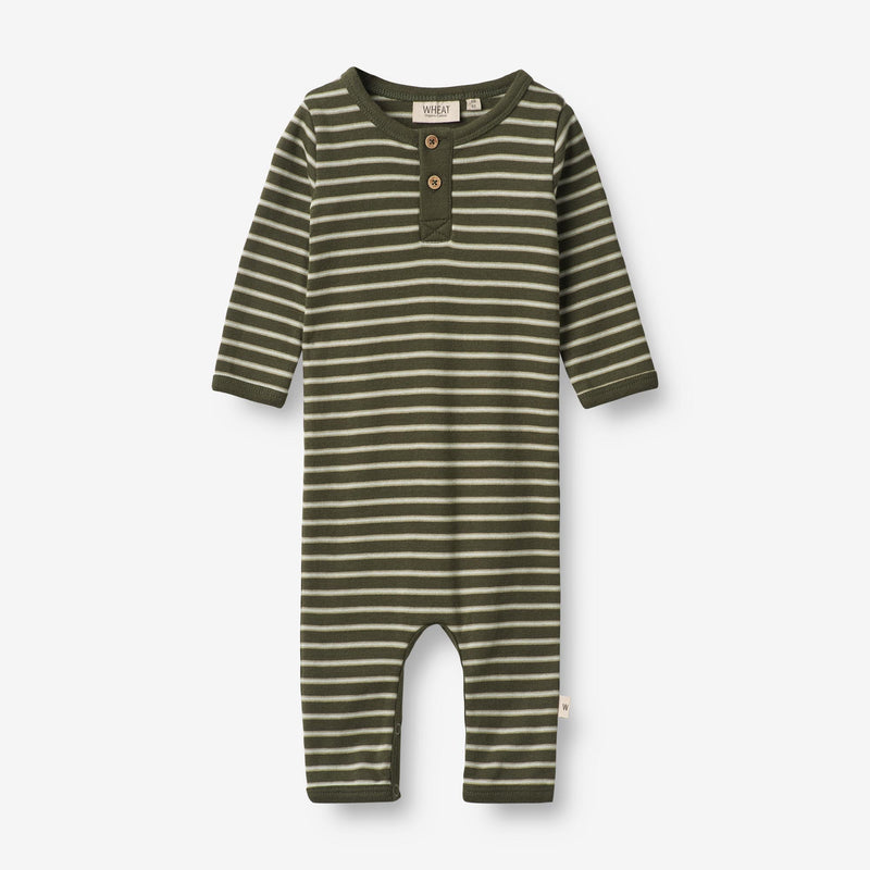 Wheat Main  Jumpsuit Finn | Baby Jumpsuits 4076 dark green stripe