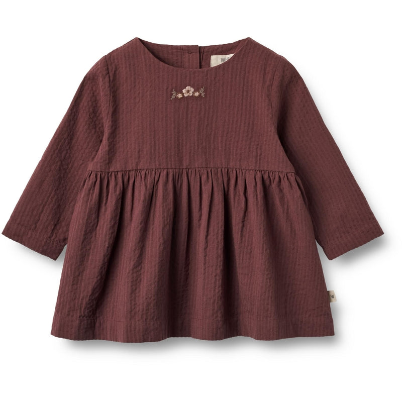 Wheat Main  Kjole Gunvor Broderi | Baby Dresses 2118 aubergine