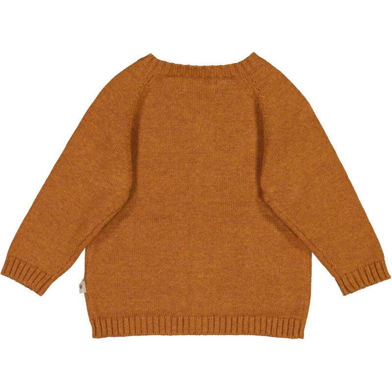 Wheat Main Klassisk Strikket Cardigan Knitted Tops 3025 cinnamon melange